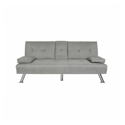 FUTON SOFA BED SLEEPER LIGHT GREY FABRIC