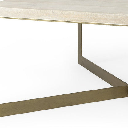 34" Beige Wood and Metal Square Coffee Table HomeRoots