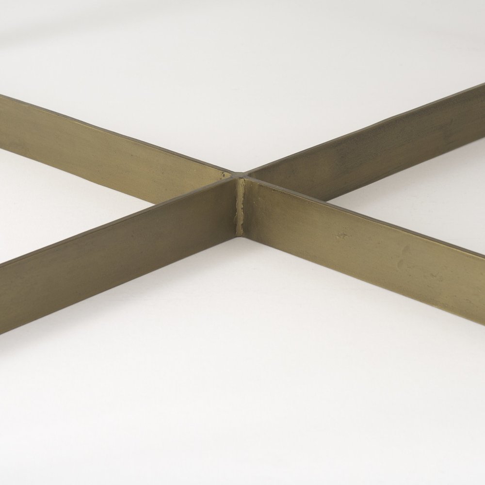 34" Beige Wood and Metal Square Coffee Table HomeRoots