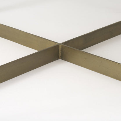 34" Beige Wood and Metal Square Coffee Table HomeRoots