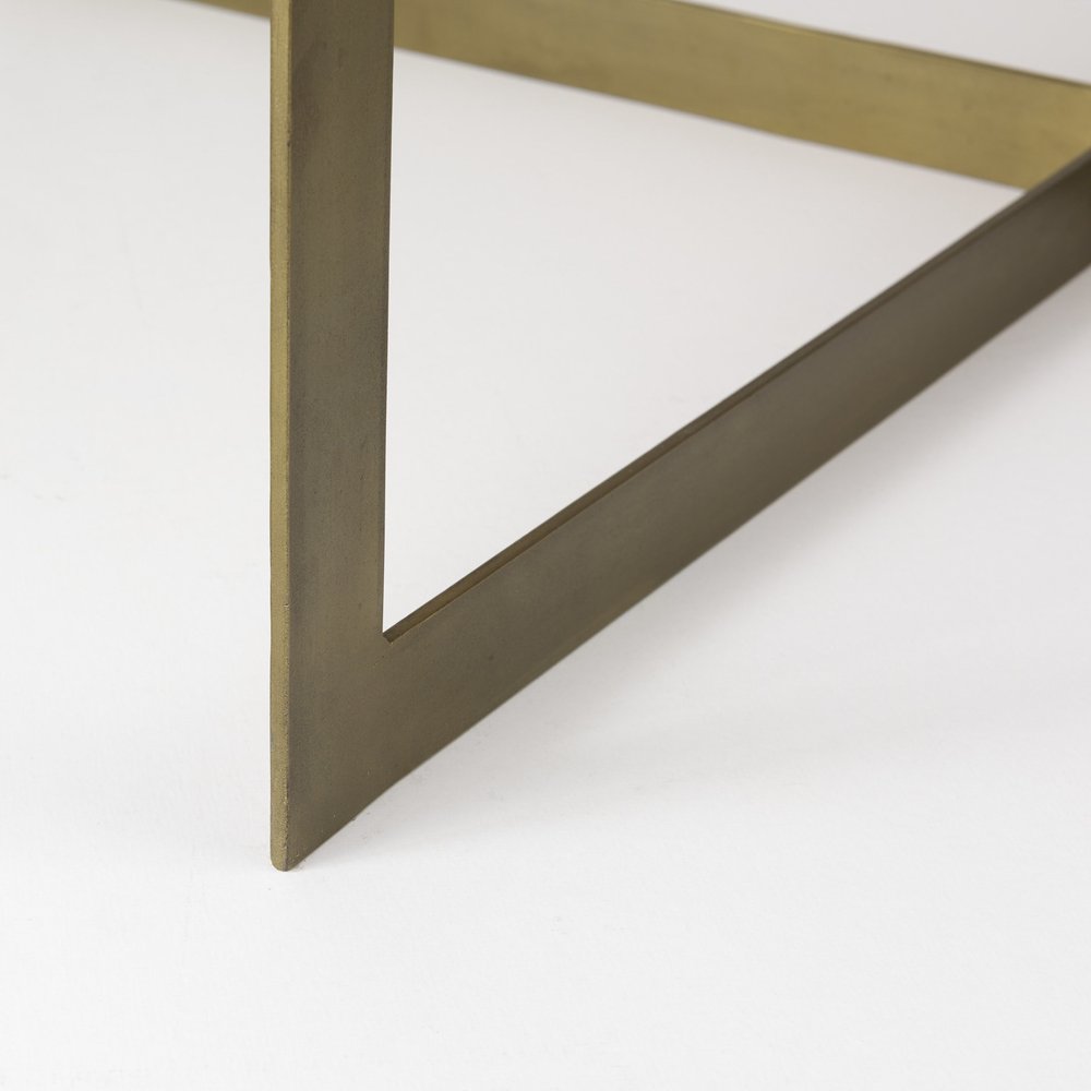 34" Beige Wood and Metal Square Coffee Table HomeRoots