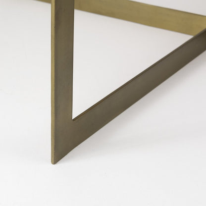34" Beige Wood and Metal Square Coffee Table HomeRoots