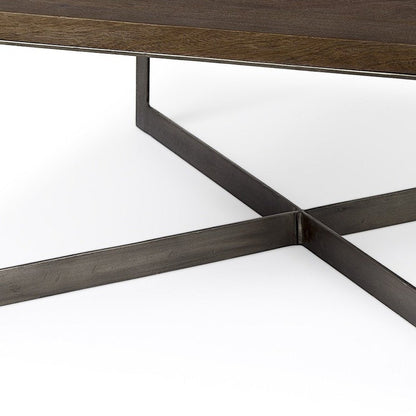 34" Brown Solid Wood and Metal Square Coffee Table HomeRoots