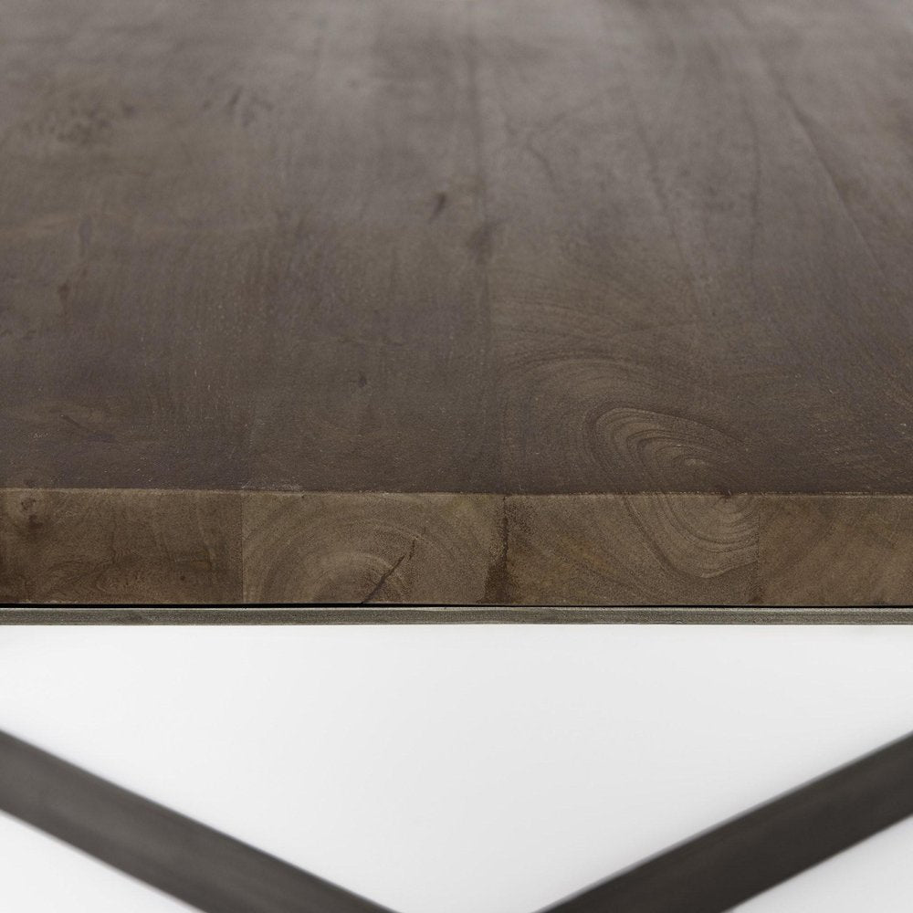 34" Brown Solid Wood and Metal Square Coffee Table HomeRoots