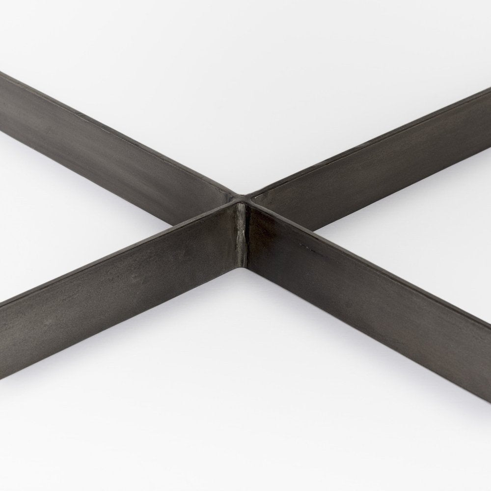 34" Brown Solid Wood and Metal Square Coffee Table HomeRoots