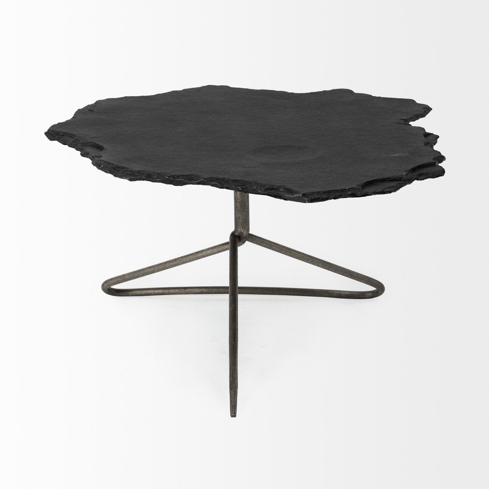 33" Black Wood and Metal Round Pedestal Coffee Table HomeRoots