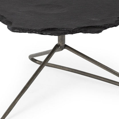 33" Black Wood and Metal Round Pedestal Coffee Table HomeRoots