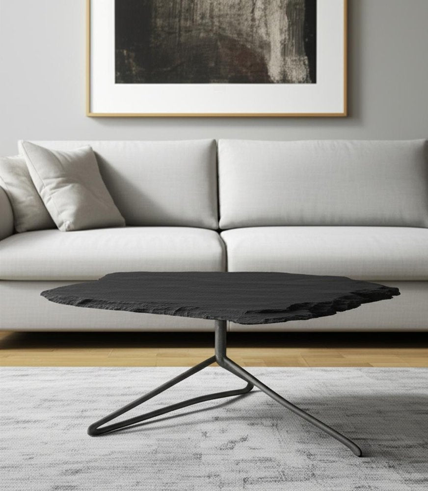 33" Black Wood and Metal Round Pedestal Coffee Table HomeRoots