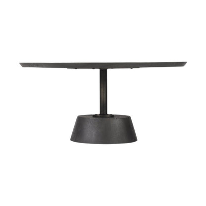 32" Dark Brown and Black Solid Wood and Iron Round Pedestal Coffee Table HomeRoots