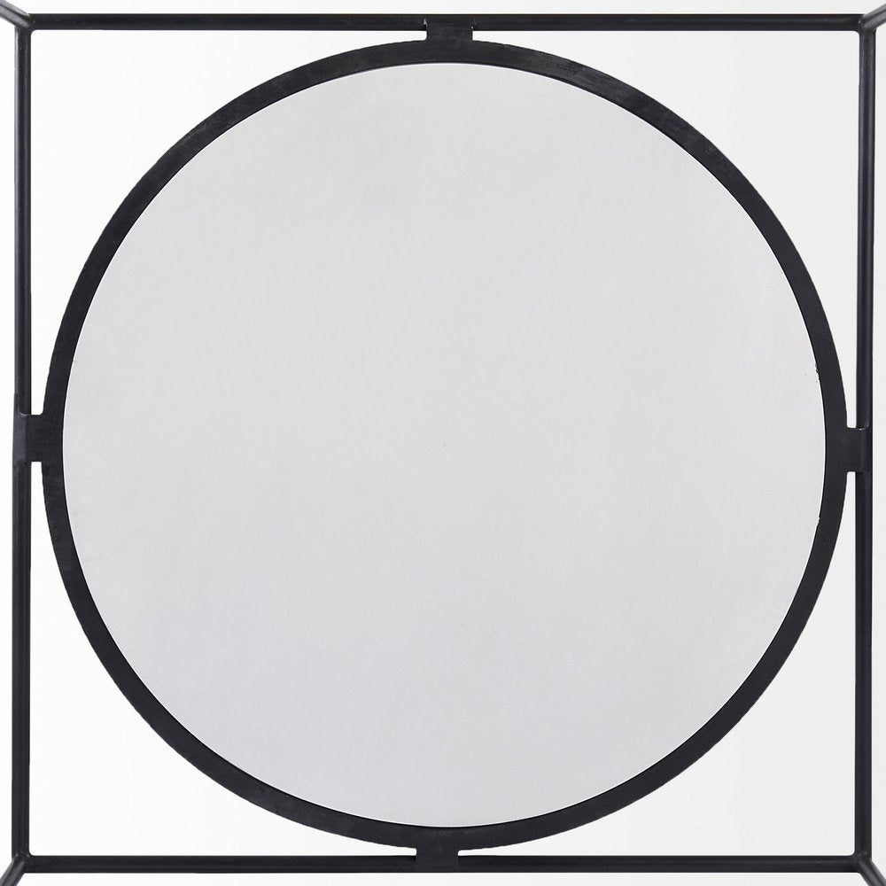 36" White and Black Genuine Marble and Metal Square Frame Coffee Table HomeRoots