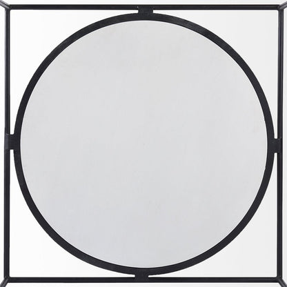 36" White and Black Genuine Marble and Metal Square Frame Coffee Table HomeRoots