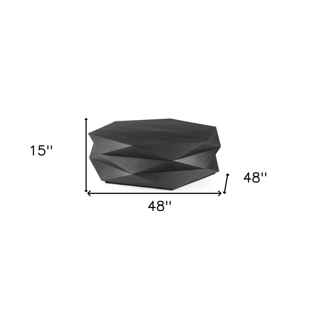 48" Black Wood Octagon Solid Coffee Table — view 9