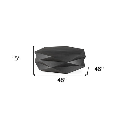 48" Black Wood Octagon Solid Coffee Table