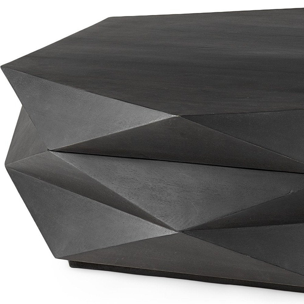 48" Black Wood Octagon Solid Coffee Table — view 11