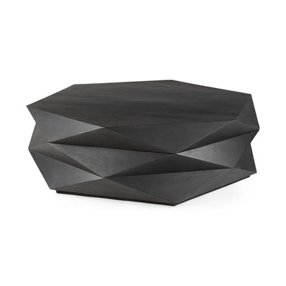 48" Black Wood Octagon Solid Coffee Table
