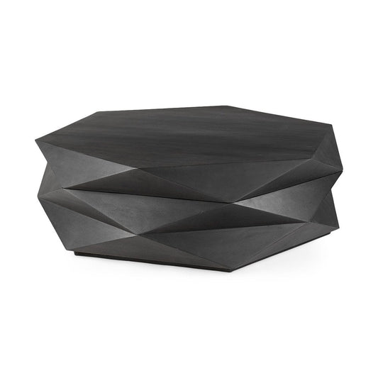48" Black Wood Octagon Solid Coffee Table HomeRoots