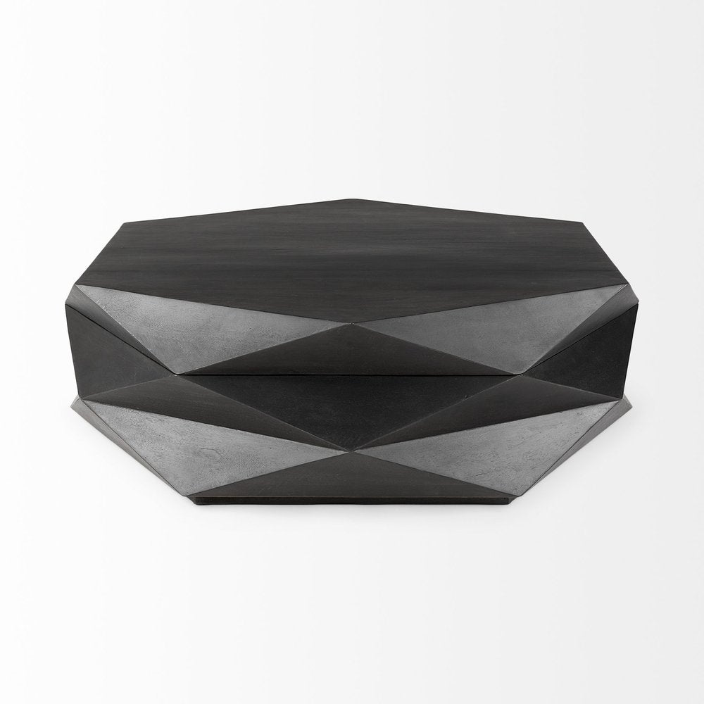 48" Black Wood Octagon Solid Coffee Table — view 2