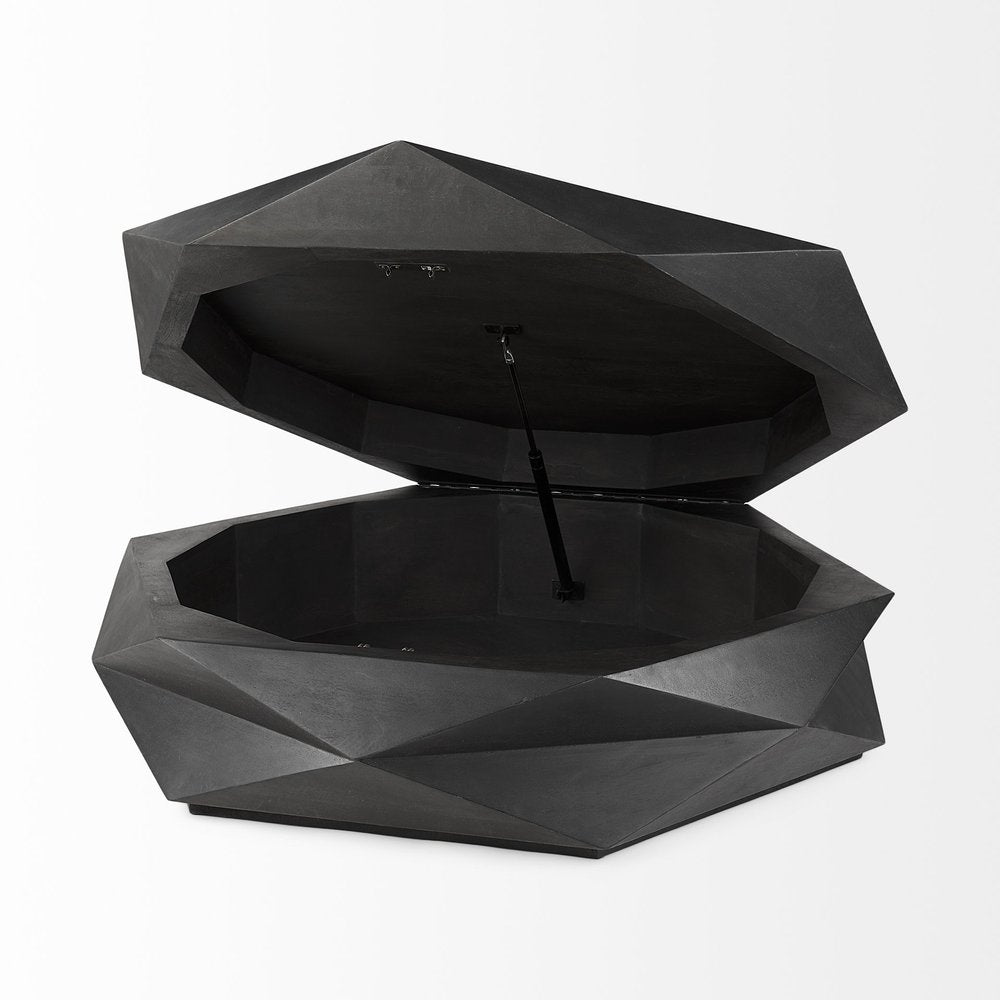 48" Black Wood Octagon Solid Coffee Table — view 4