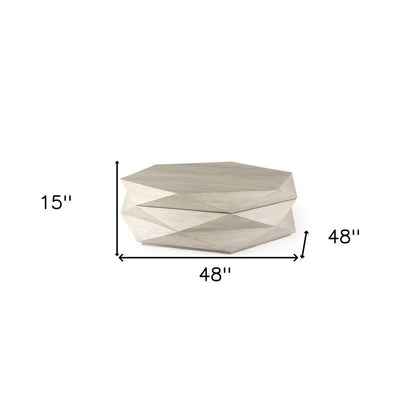 48" Natural Solid Wood Hexagon Lift Top Solid Coffee Table HomeRoots