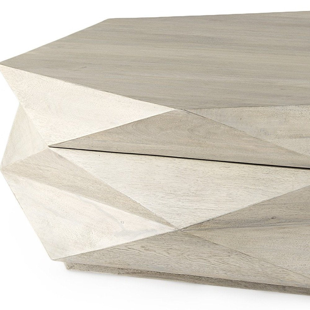 48" Natural Solid Wood Hexagon Lift Top Solid Coffee Table HomeRoots