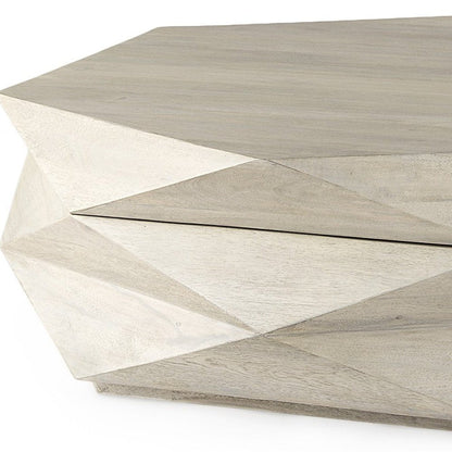 48" Natural Solid Wood Hexagon Lift Top Solid Coffee Table HomeRoots