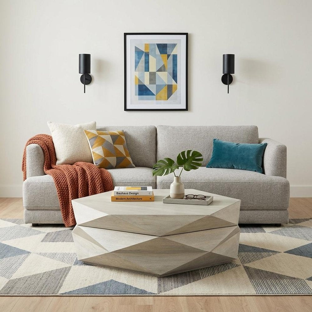48" Natural Solid Wood Hexagon Lift Top Solid Coffee Table HomeRoots