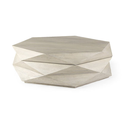 48" Natural Solid Wood Hexagon Lift Top Solid Coffee Table HomeRoots