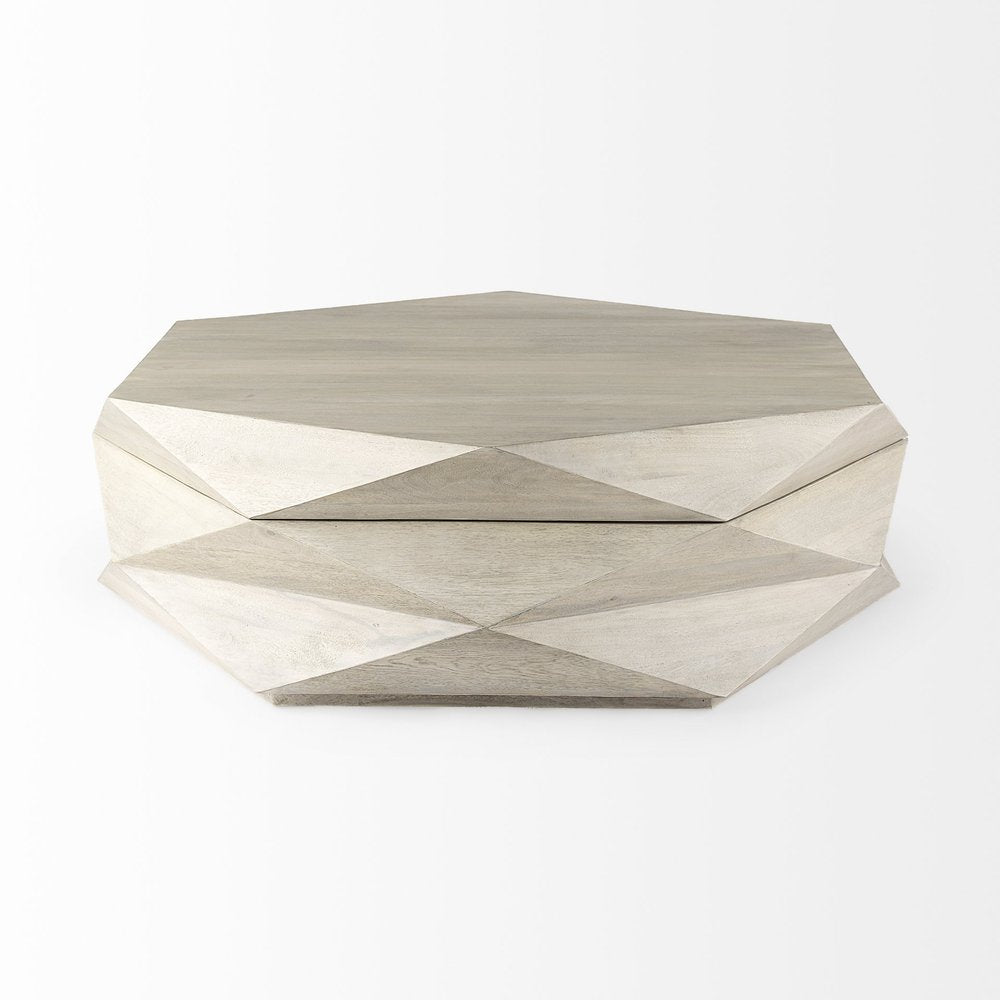 48" Natural Solid Wood Hexagon Lift Top Solid Coffee Table — view 2