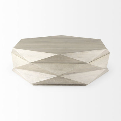 48" Natural Solid Wood Hexagon Lift Top Solid Coffee Table HomeRoots