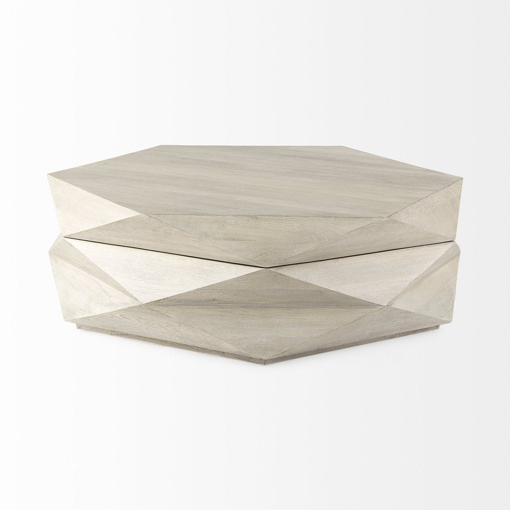 48" Natural Solid Wood Hexagon Lift Top Solid Coffee Table HomeRoots