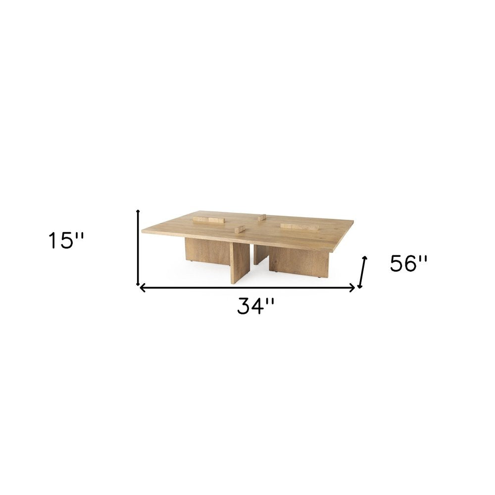 34" Natural Wood Coffee Table HomeRoots