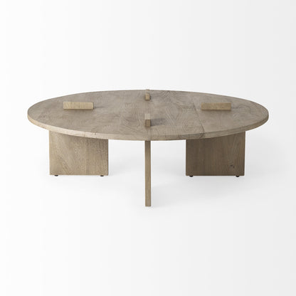 Cool Gray Brown Round Wooden Coffee Table