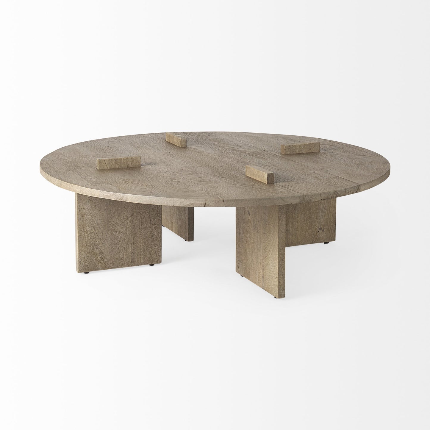 Cool Gray Brown Round Wooden Coffee Table