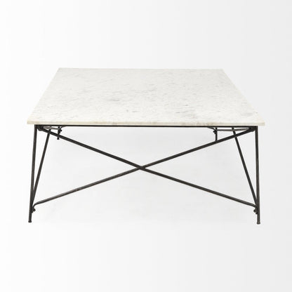 35" White Genuine Marble and Metal Coffee Table HomeRoots