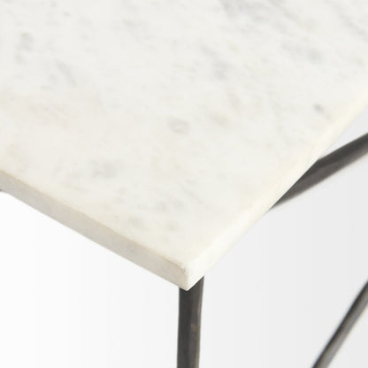 35" White Genuine Marble and Metal Coffee Table HomeRoots