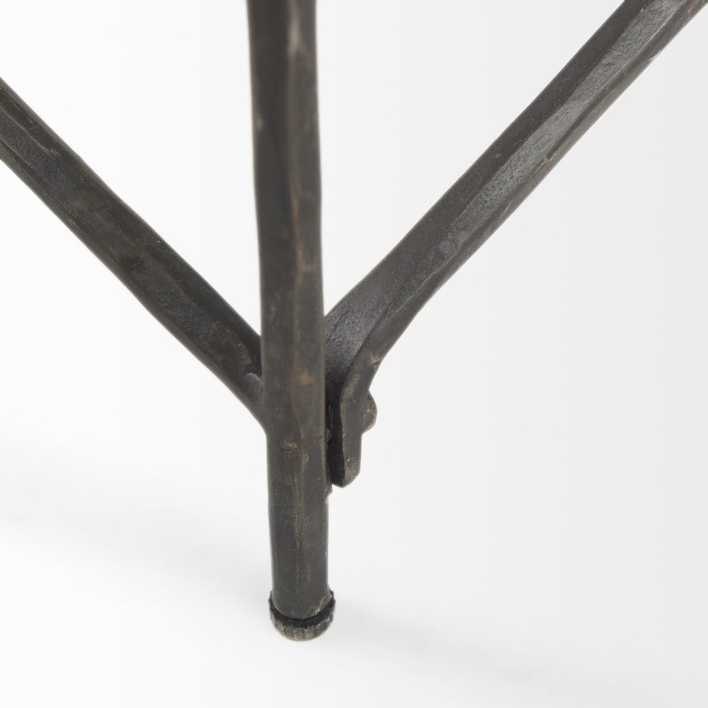 35" White Genuine Marble and Metal Coffee Table — view 7