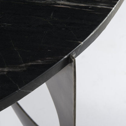 48" Black and Gold Genuine Marble and Iron Round Coffee Table HomeRoots