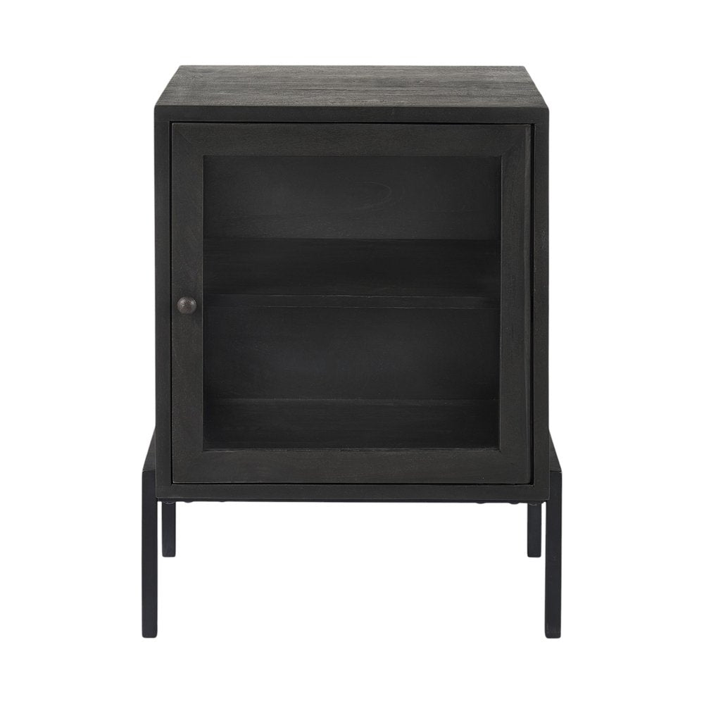 26" Black And Brown Solid Wood Square End Table HomeRoots