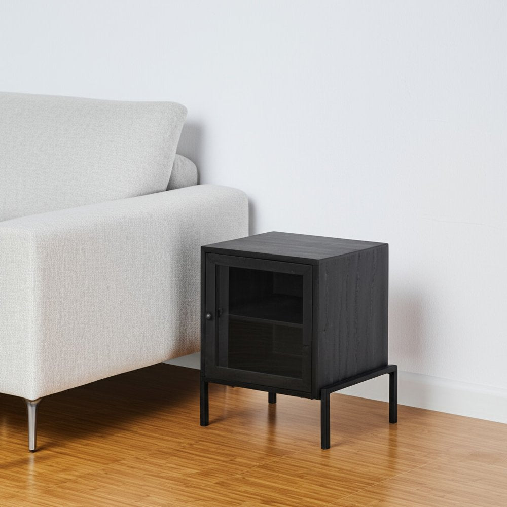 26" Black And Brown Solid Wood Square End Table HomeRoots