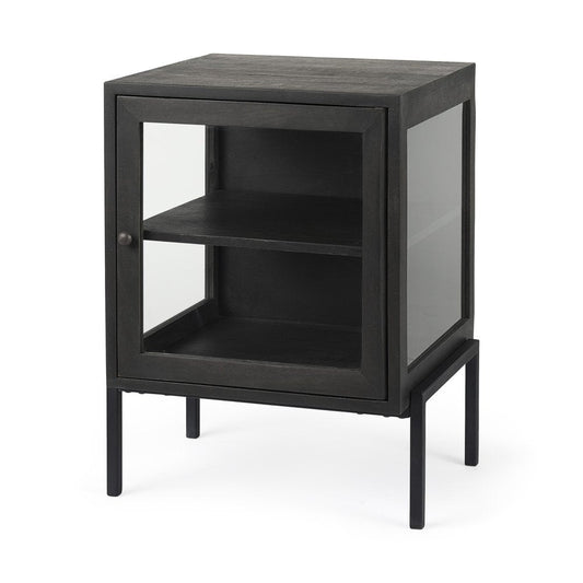 26" Black And Brown Solid Wood Square End Table HomeRoots