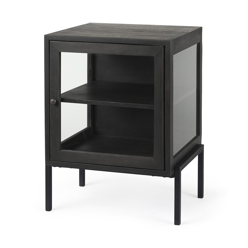 26" Black And Brown Solid Wood Square End Table HomeRoots