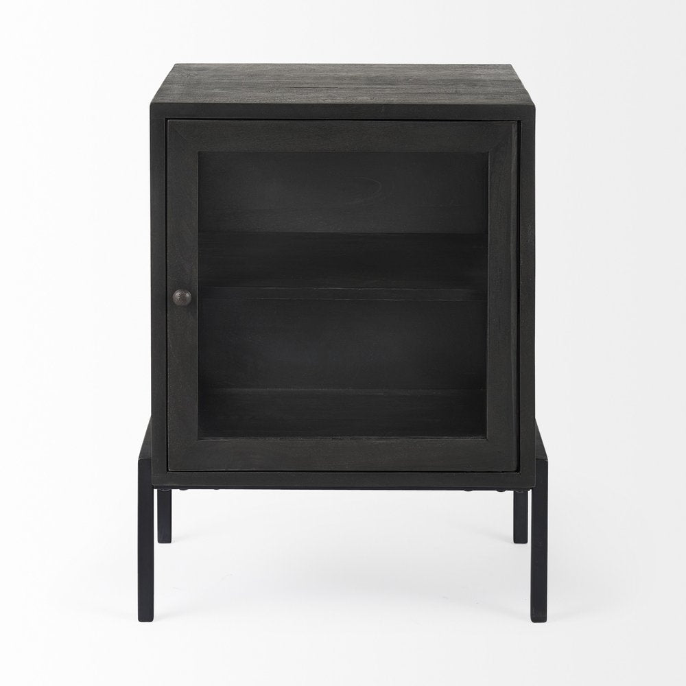 26" Black And Brown Solid Wood Square End Table HomeRoots