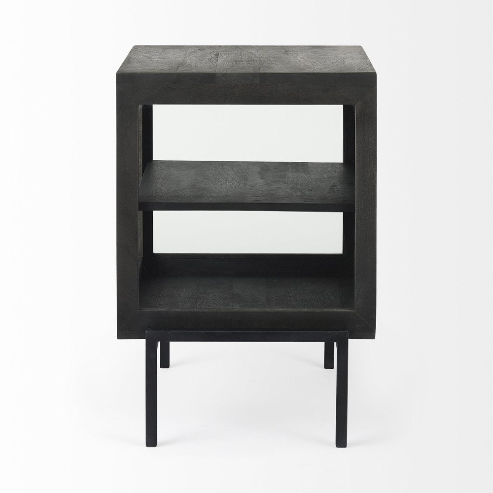 26" Black And Brown Solid Wood Square End Table HomeRoots