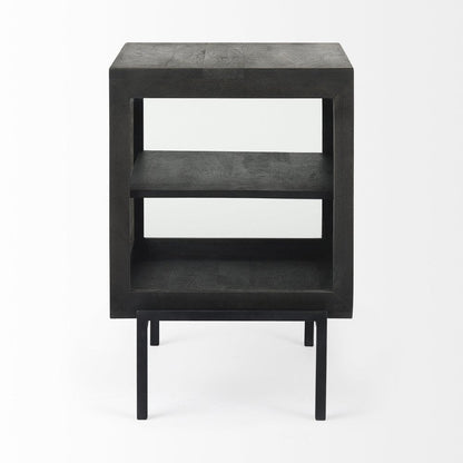 26" Black And Brown Solid Wood Square End Table HomeRoots