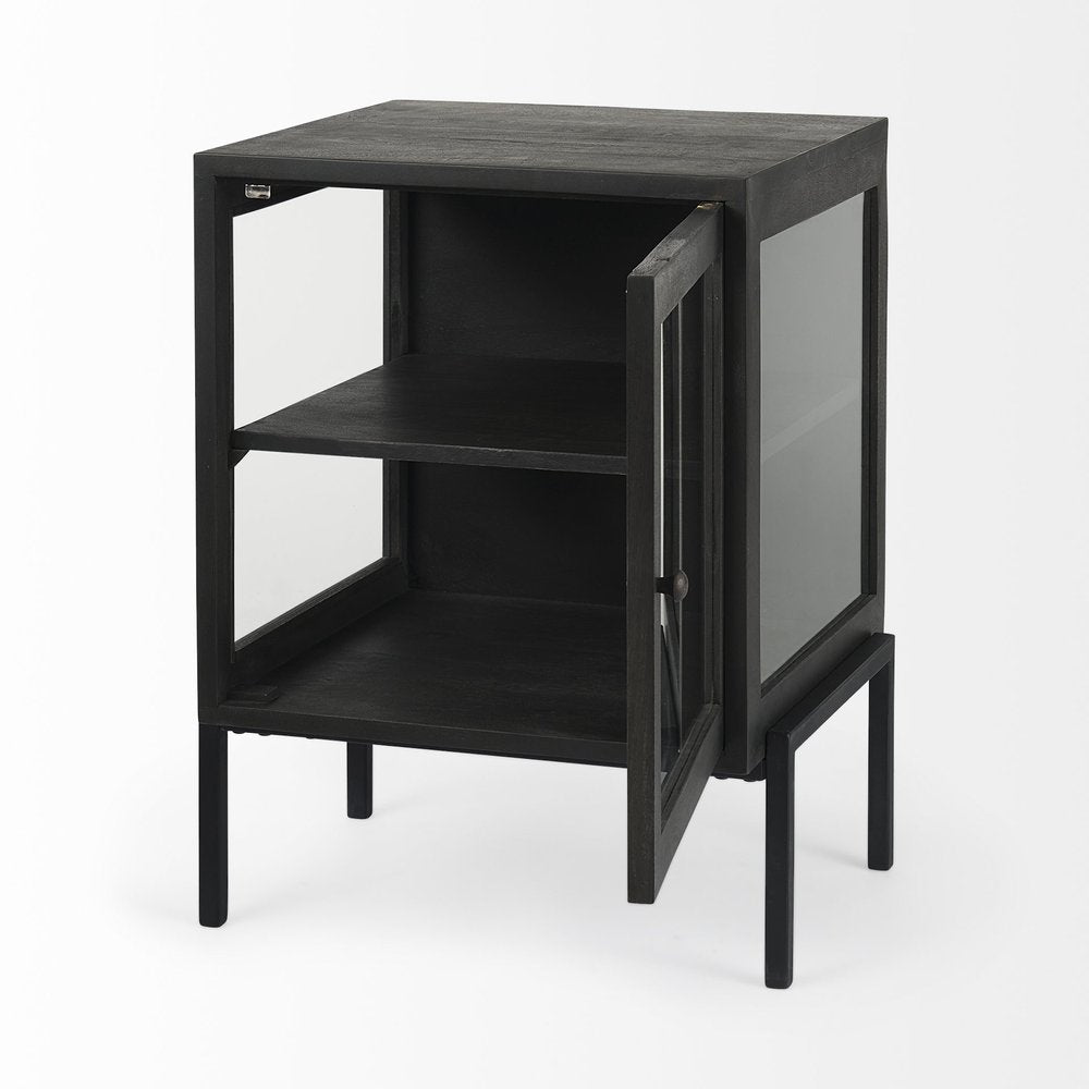 26" Black And Brown Solid Wood Square End Table HomeRoots