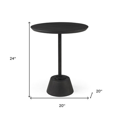 24" Black Solid and Manufactured Wood Round End Table HomeRoots