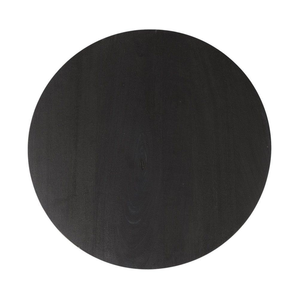 24" Black Solid and Manufactured Wood Round End Table HomeRoots