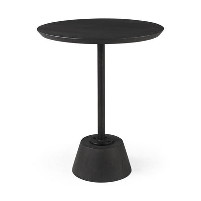 24" Black Solid and Manufactured Wood Round End Table HomeRoots