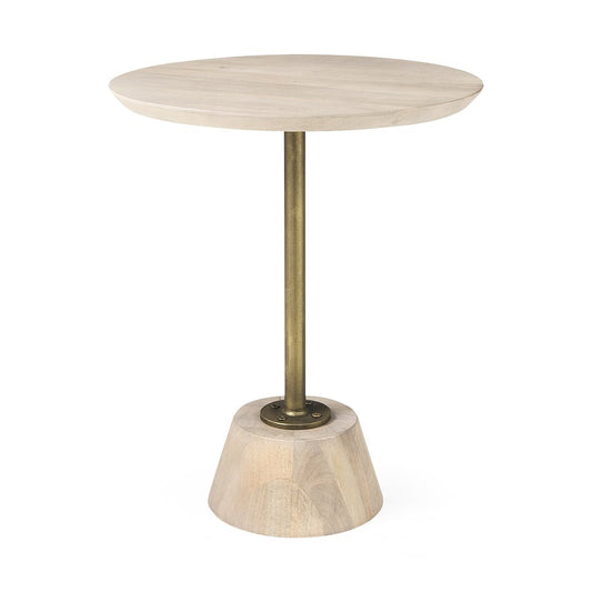 24" Beige Solid and Manufactured Wood Round End Table HomeRoots