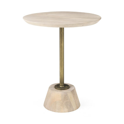 24" Beige Solid and Manufactured Wood Round End Table HomeRoots